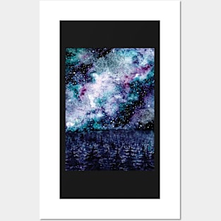 Watercolor Space And Forest Posters and Art